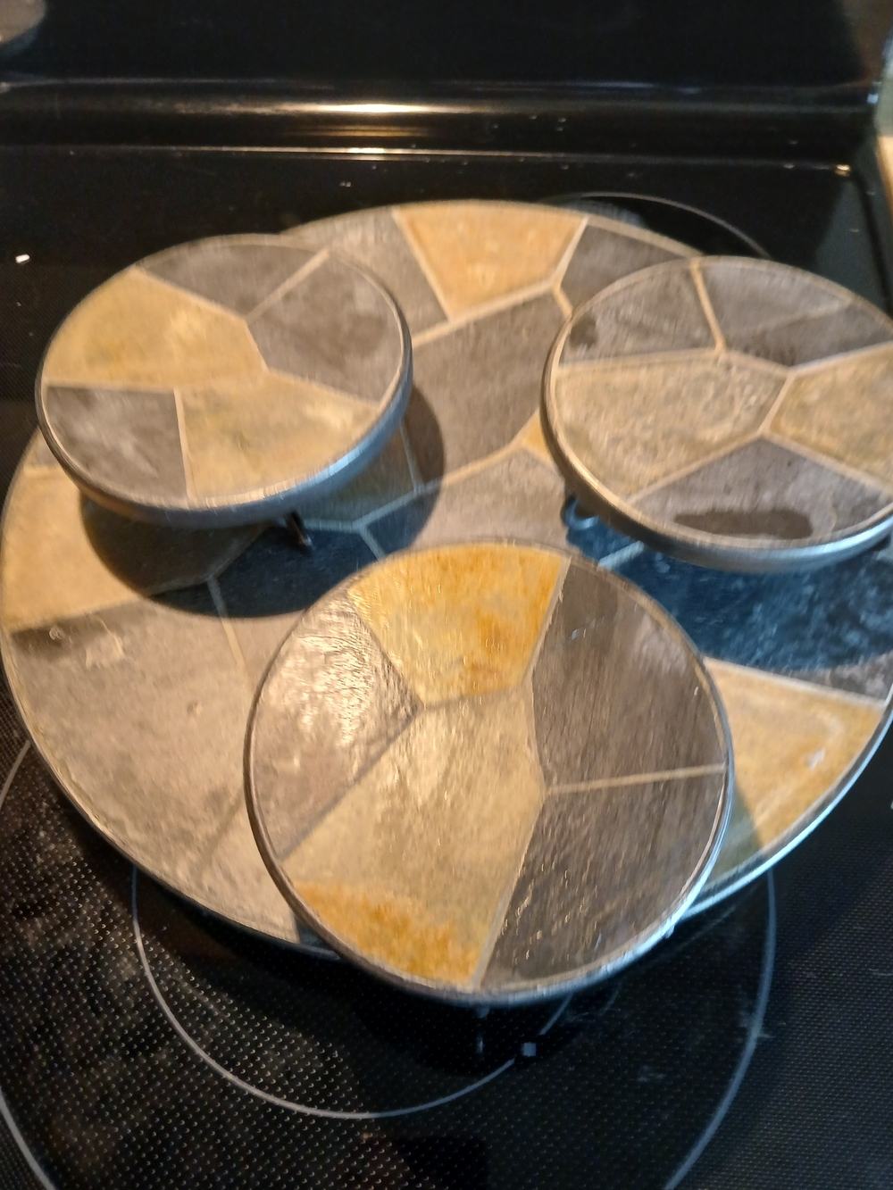 Pier 1 Geometric Grey and Gold Decorative Candle Holder Set